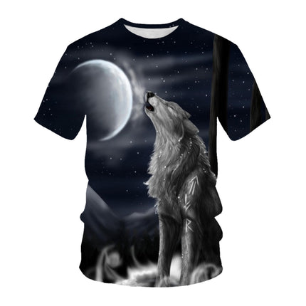 Camiseta de manga corta con estampado digital 3D Fox Wolf para hombre de verano