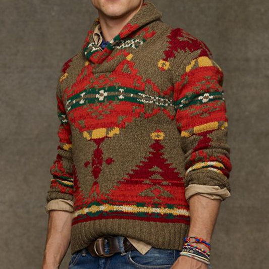 Wholesale Men's Autumn/Winter Jacquard Long Sleeve Pullover Sweater