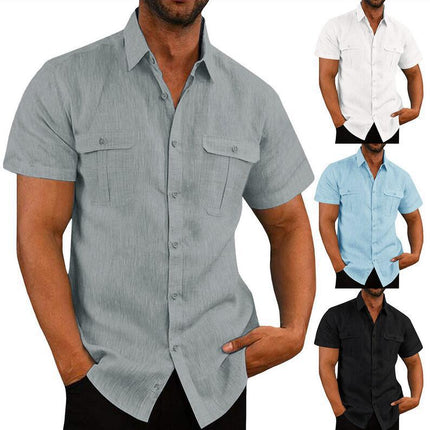 Wholesale Men's Summer Two Pocket Casual Short Sleeve Shirt