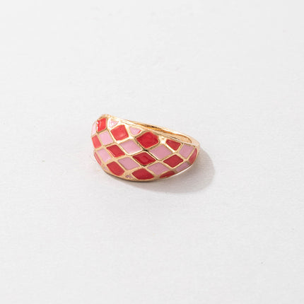 Colored Drip Checkered Ring