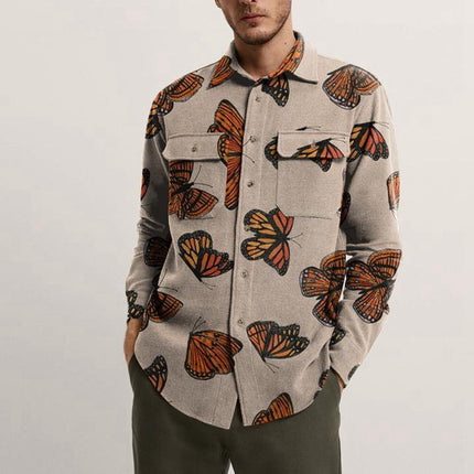 Wholesale Men's Spring Autumn Casual Slim Fit Lapel Printed Shirt