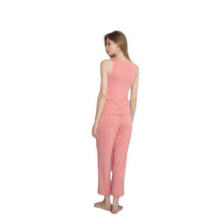 Einfarbige Camisole-Hose für Damen, Home-Pyjama
