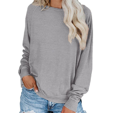 Women's Solid Color Pullover Top Long Sleeve Casual Hoodie