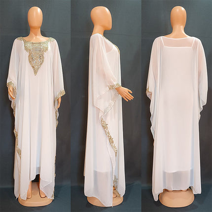 Wholesale Muslim African Ladies Plus Size Dress Embroidery Lace Robe Two Piece Set