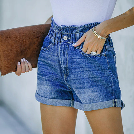 Wholesale Women's Summer Elastic Waist Simple Jeans Shorts