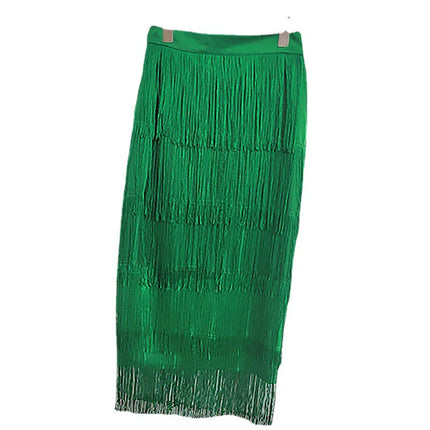 High Waist Large Size Slim Stitching Tassel Women's Pencil Skirt