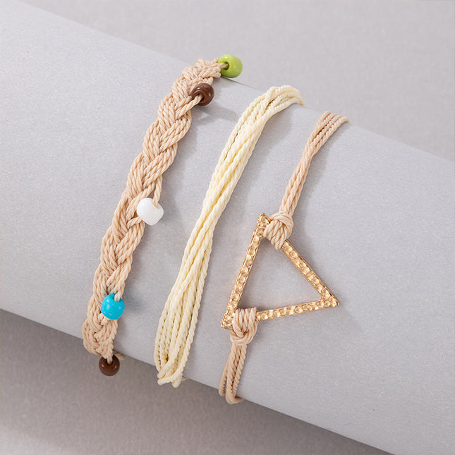 Set of Three Cord Triangular Bead Bracelets