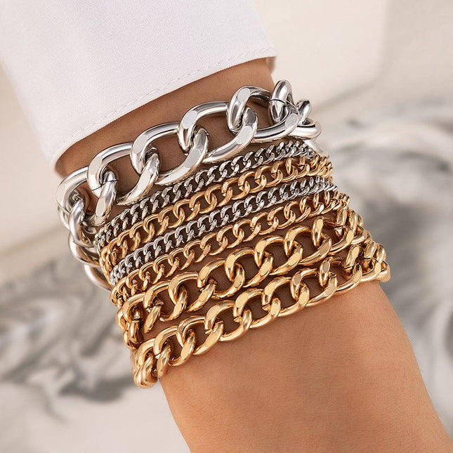 Thick Chain Seven Layer Chain Anklet Set