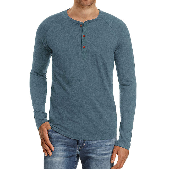 Wholesale Men's Long Sleeve Top Solid Color Casual T-Shirt