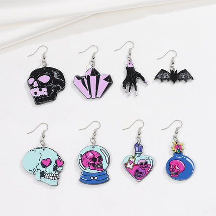 Halloween Ears Dark Funny Skull Earrings Skeleton Hand Bat Earrings