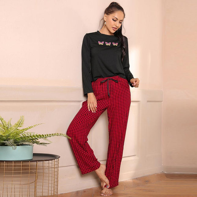Damen Loungewear Langarm-Pyjama-Set