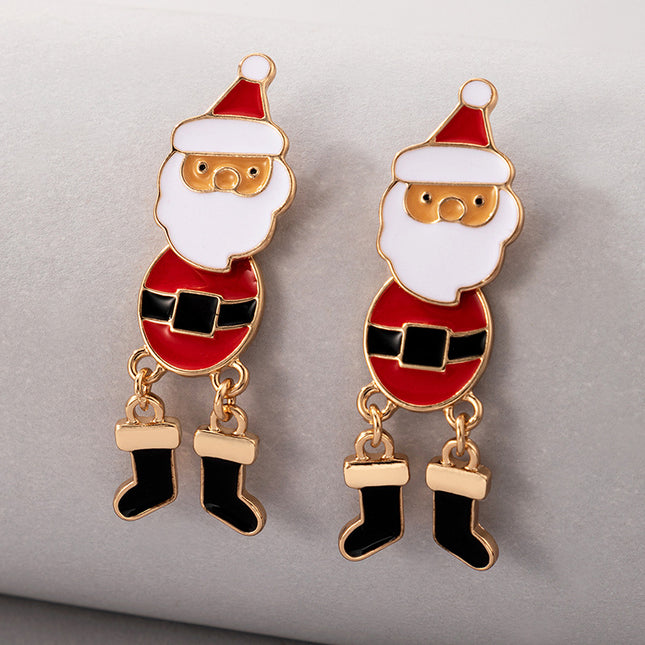 Christmas Santa's Oil Drop Earrings Irregular Chain Cartoon Earrings