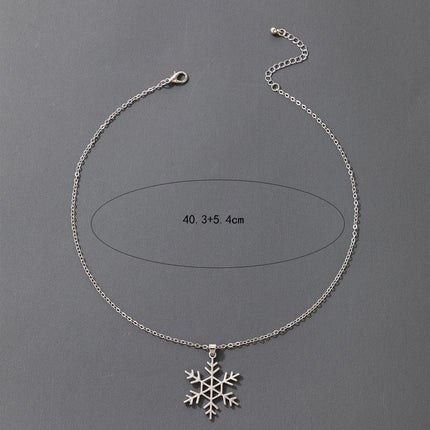 Christmas Snowflake Single Necklace Geometric Irregular Silver Necklace
