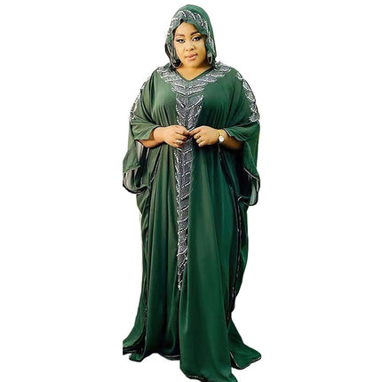 Wholesale African Muslim Women's Chiffon Ironing Rhinestones Dress Burqa