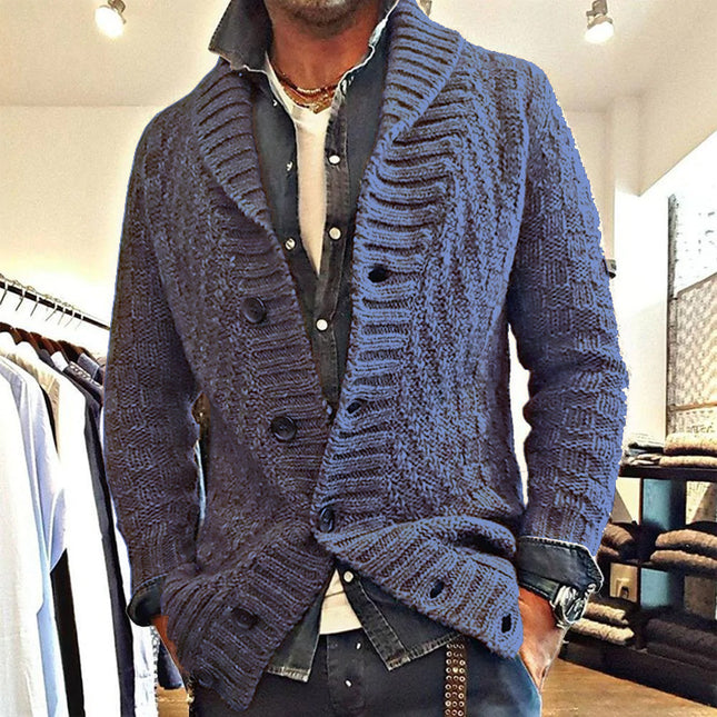Chaqueta de cuello de solapa de suéter de manga larga de otoño/invierno para hombre