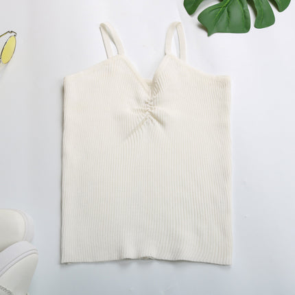 Wholesale Ladies Summer V Neck Ruched Knit Camisole Vest
