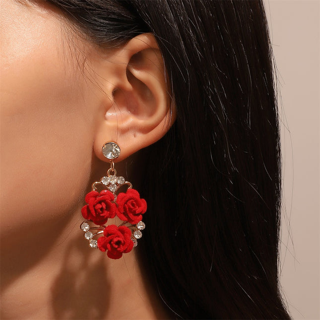 Rote Rose Halskette Ohrringe Ring Valentinstag Geschenk