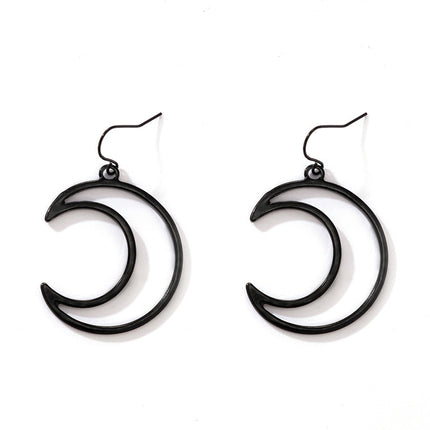 Wholesale Simple Fashion Black Alloy Moon Earrings