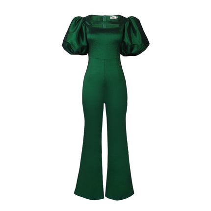 Wholesale Women's Spring Square Neck Puff Sleeve Jumpsuits