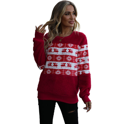 Wholesale Women's Christmas Double-faced Fleece Casual Sweatshirt Hoodies