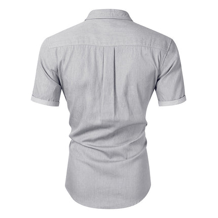 Camisa de hombre de manga corta de verano de mezclilla de negocios sin planchado