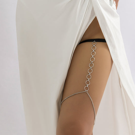 Sexy Body Chain Simple Elastic Ring Hollow Tassel Thigh Chain