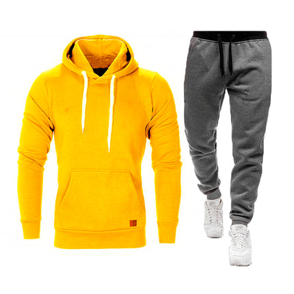 Conjunto de joggers con capucha de talla grande para deportes de color sólido informal para hombre