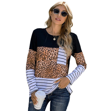 Women's Autumn Stripe Round Neck Long Sleeve T-Shirt