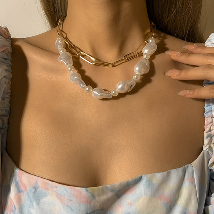 Simple Geometric Shaped Imitation Pearl Clavicle Necklace