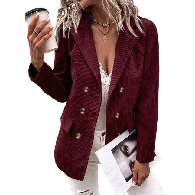 Wholesale Ladies Autumn Winter Tops Solid Color Long Sleeve Blazer
