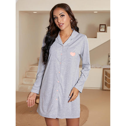 Wholesale Ladies Long Sleeve Sexy Cardigan Printed Nightdress