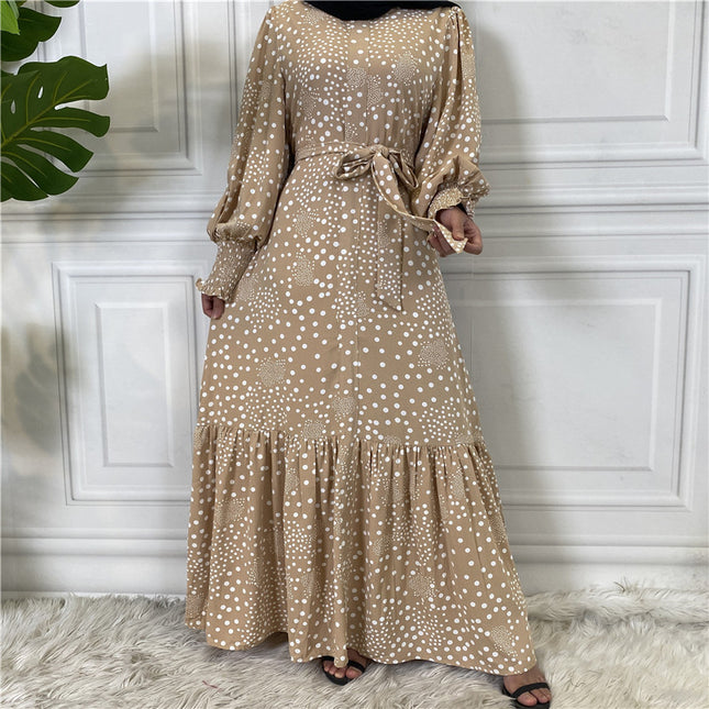 Muslim Women's Fashion Polka Dot Swing Tie Dress
