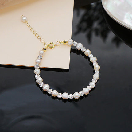 Pulsera hecha a mano de perlas de agua dulce Edición para niñas Pulsera de perlas Joyas de cristal