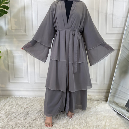 Islamic Dubai New Three Layer Chiffon Cardigan Robe