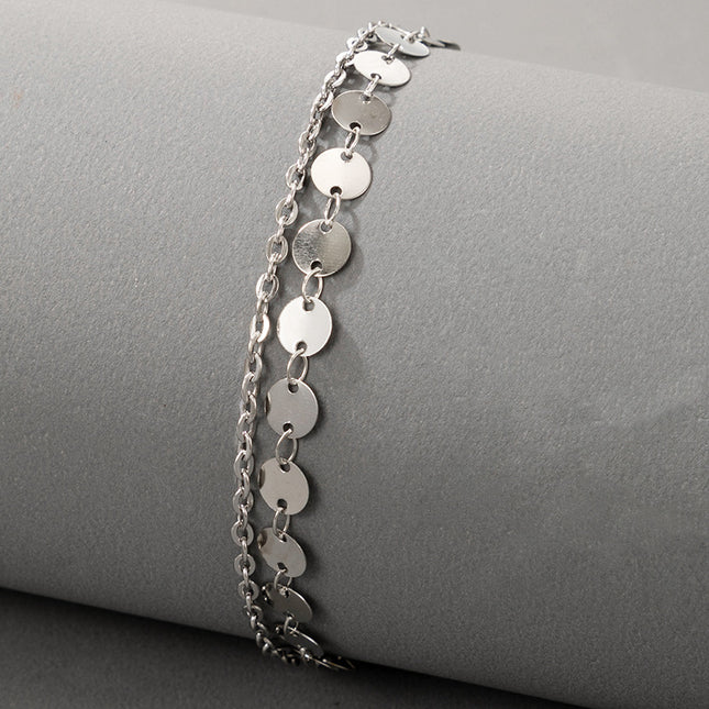 Simple Fashion Round Anklet Beach Style Silver Ladies Footwear