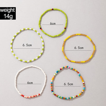 Großhandel Mode Boho Stil Kontrastfarbe Perlen Harz Armband 5 stücke