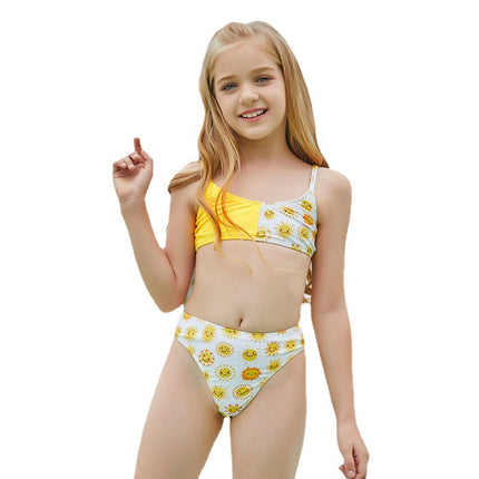 Wholesale Children's Yellow Floral Bikini Two-Piece Swimsuit