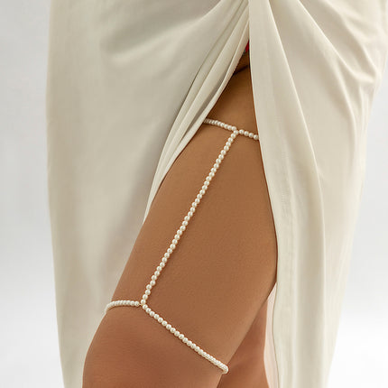 Cadena para pierna con cuentas elásticas Cadena para el cuerpo con cuentas de perlas en el tobillo