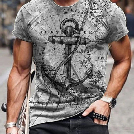Kurzärmliges Rundhals-T-Shirt mit Rundhalsausschnitt für Sommer-Männer