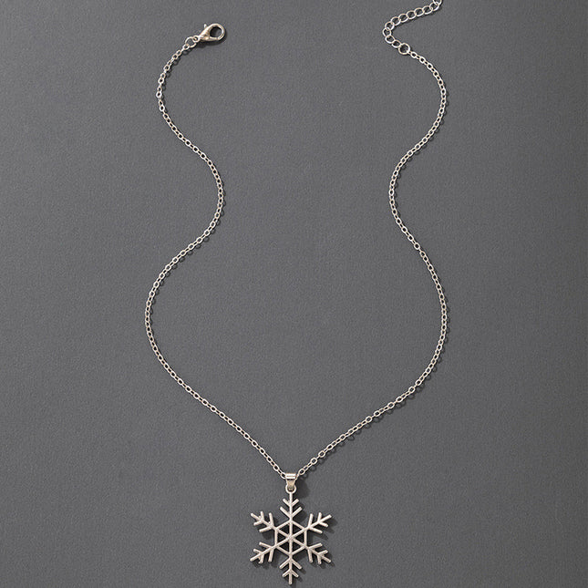 Christmas Snowflake Single Necklace Geometric Irregular Silver Necklace