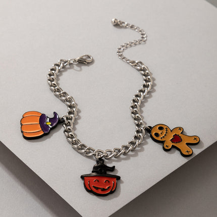 Halloween Fun Wizard Hat Jack-o-lantern Horror Ghost Doll Single Layer Bracelet