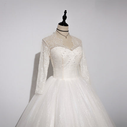 Wholesale Bridal Trailing Long Sleeve Slimming Wedding Dress