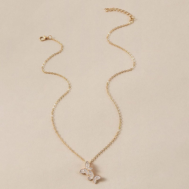Collar de oro geométrico animal de diamantes de imitación de mariposa simple al por mayor