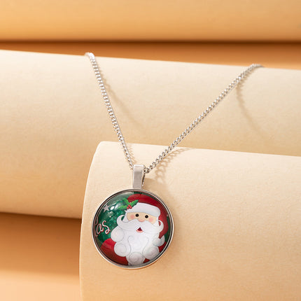Christmas Snowman Santa Single Layer Necklace