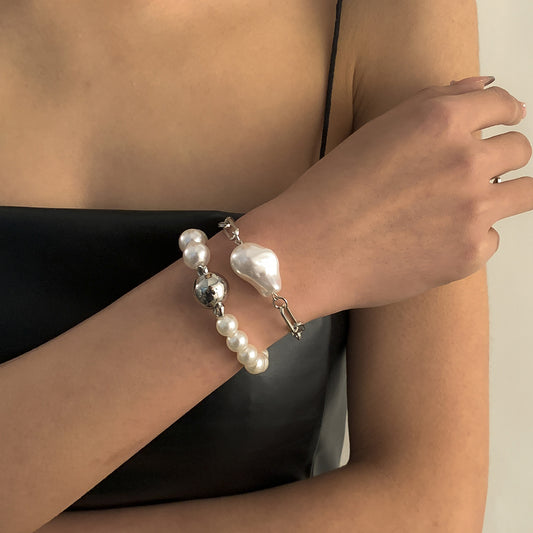 Wholesale Fashion Pearl Bracelet Set Retro Style Metal Chain Jewelry