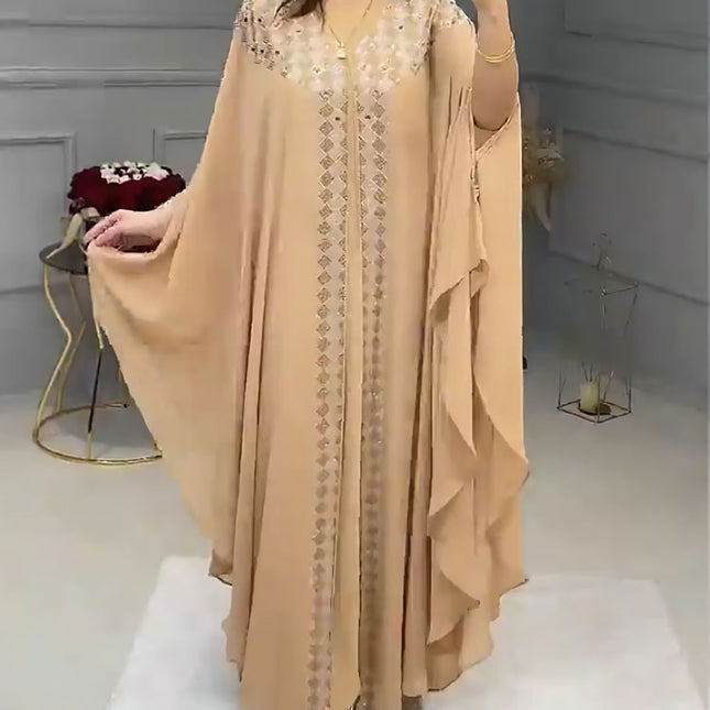 Mittlerer Osten muslimische Perlen-Chiffon-Bügel-Diamant-Kleid-Robe