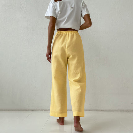 Wholesale Women's Casual Collar Short Sleeve Shirt Wide Leg Pants Two Piece Set
