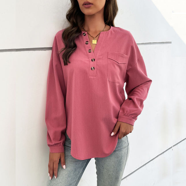 Damen Herbst Top Langarm Design Pullover Shirt