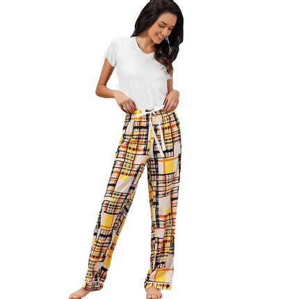 Conjunto de ropa interior para mujer Pijama de manga corta con pantalones largos