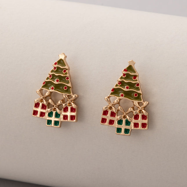 Christmas Tree Oil Drop Earrings Christmas Gifts Colored Earrings